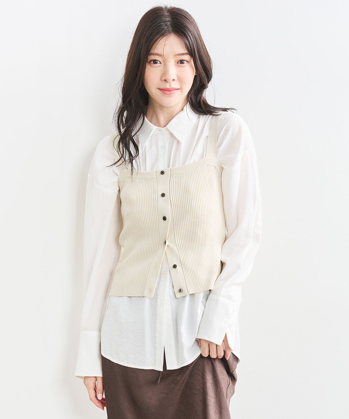 COCO DEAL「前後2WAYボタン付きニットタンク」|ニット・セーター|