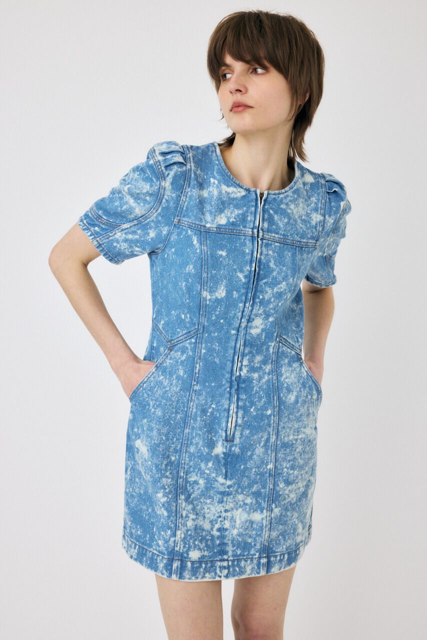 MOUSSY「FRONT ZIP CHEMICAL MINI ドレス」|ワンピース|