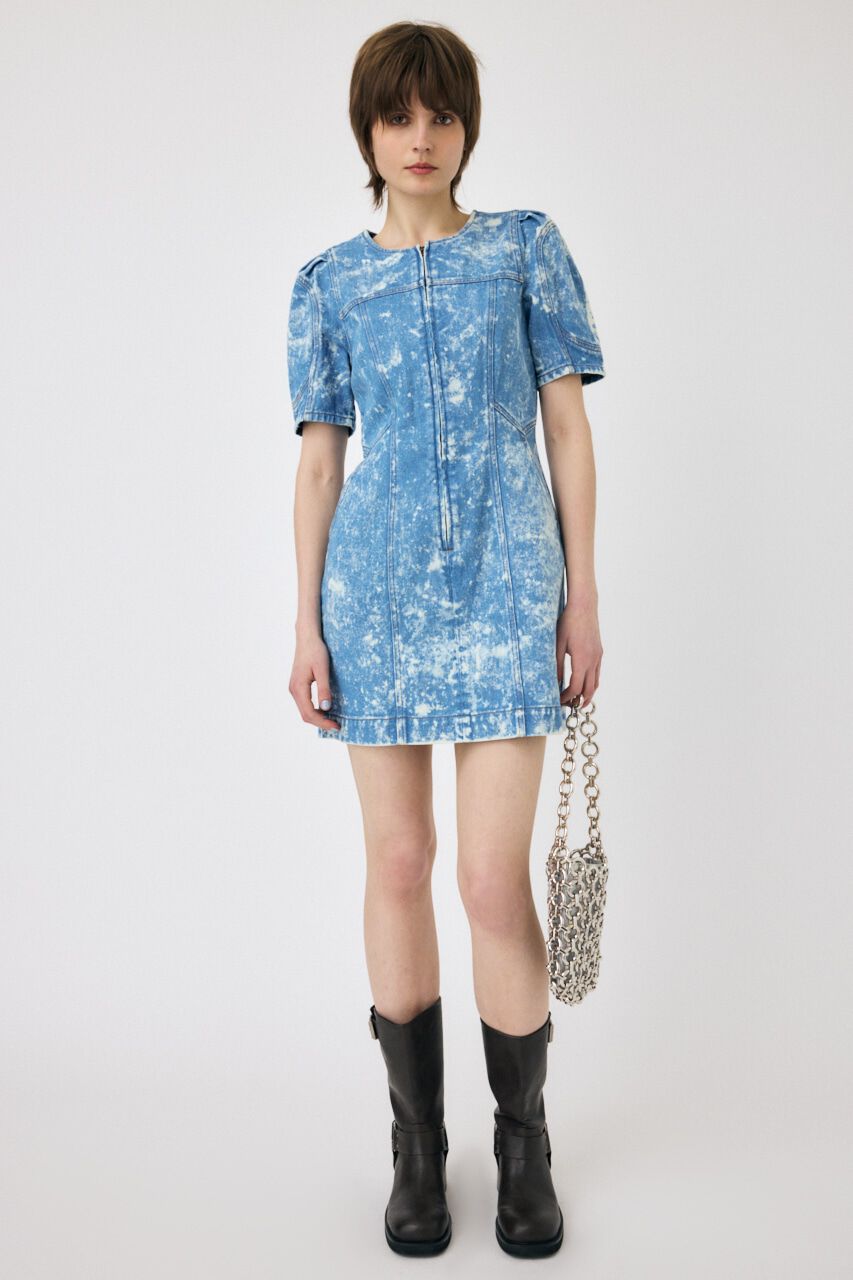 MOUSSY「FRONT ZIP CHEMICAL MINI ドレス」|ワンピース|