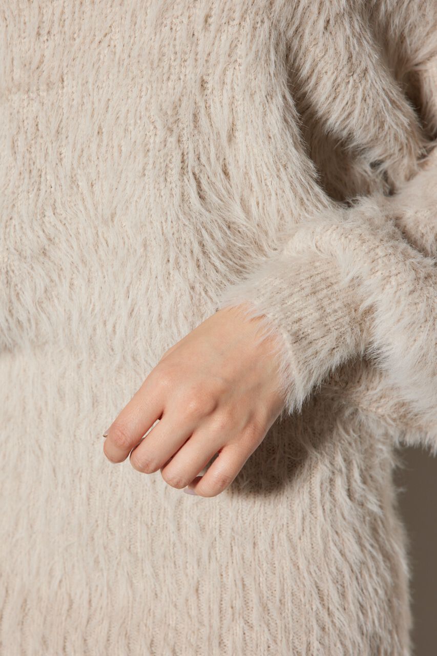 rienda「オフショルシャギーミニニットワンピース」|ワンピース|