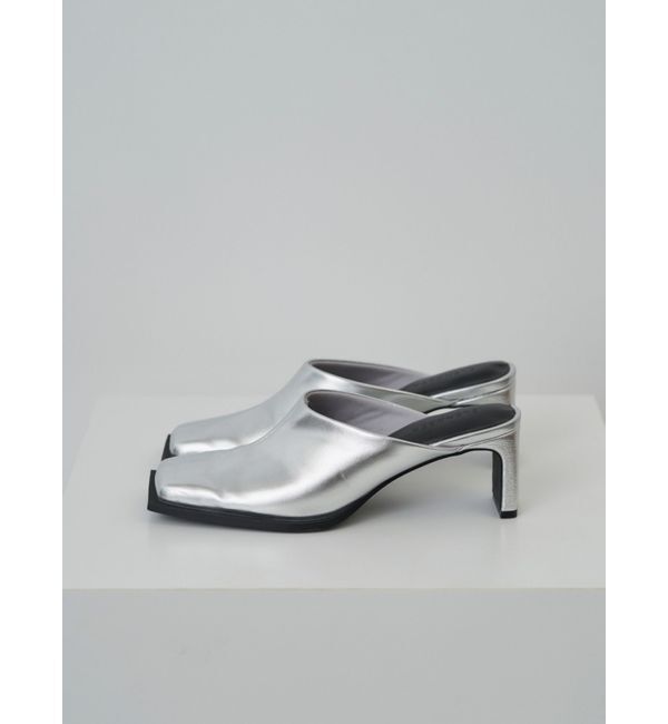 ELENDEEK「SQUARE SLIDER SHOES」|サンダル|シルバー