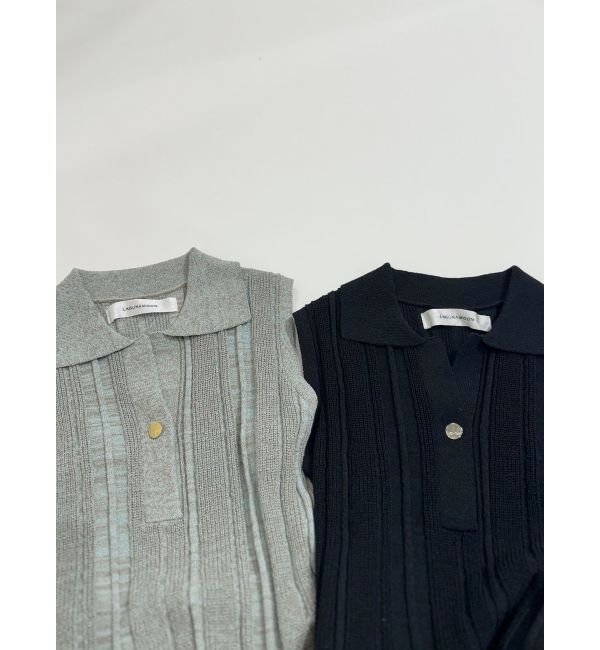 LAGUNAMOON「シャツカラーメランジニットワンピース」|ワンピース|