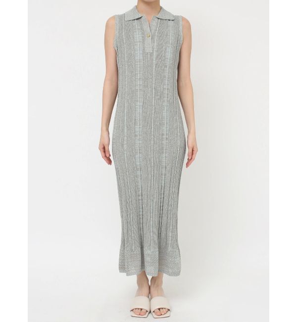 LAGUNAMOON「シャツカラーメランジニットワンピース」|ワンピース|