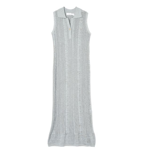 LAGUNAMOON「シャツカラーメランジニットワンピース」|ワンピース|ミントグリーン