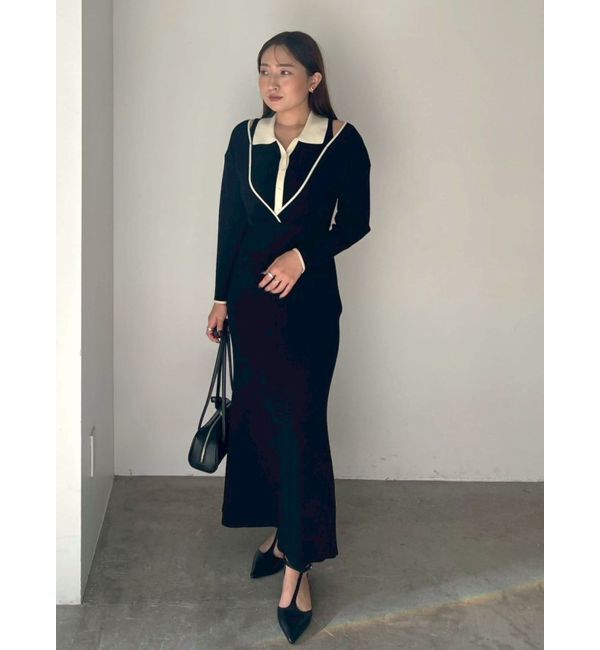 LAGUNAMOON「ラインディティールナローニットワンピース」|ワンピース|