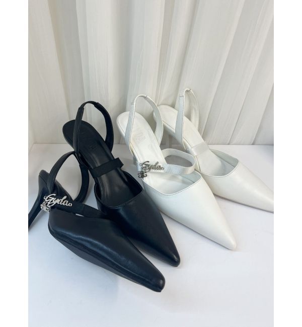 GYDA「heelストラップモチーフ付きポインテッドミュール」|パンプス|