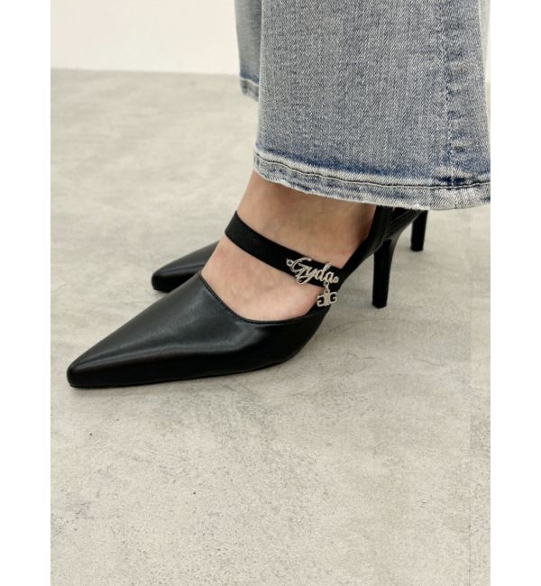 GYDA「heelストラップモチーフ付きポインテッドミュール」|パンプス|