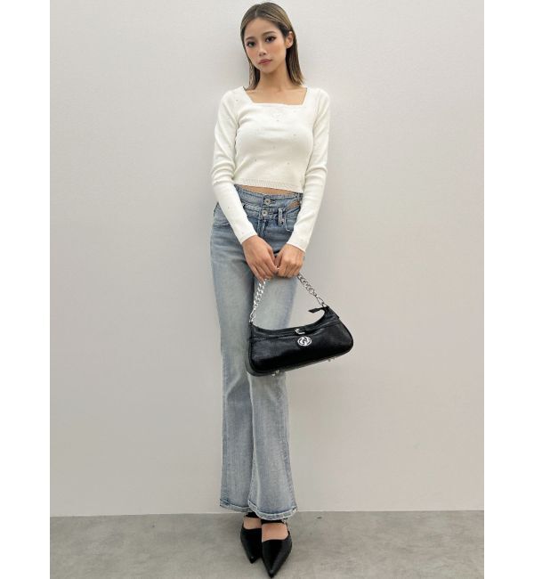 GYDA「heelストラップモチーフ付きポインテッドミュール」|パンプス|