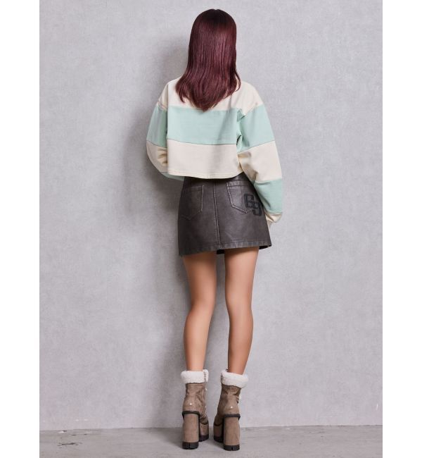 GYDA「GD fake leather patch shortトップス」|Tシャツ・カットソー|