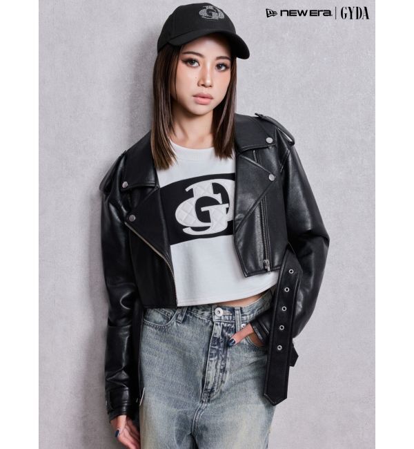 GYDA「GD fake leather patch shortトップス」|Tシャツ・カットソー|