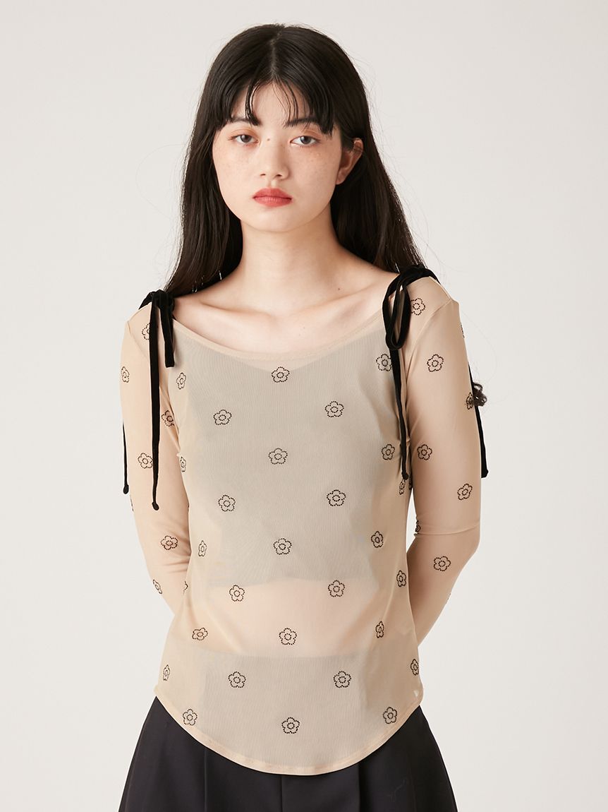 LILY BROWN「【LILY BROWN&times;MARY QUANT】デイジー柄シアーチュールトップス」|Tシャツ・カットソー|