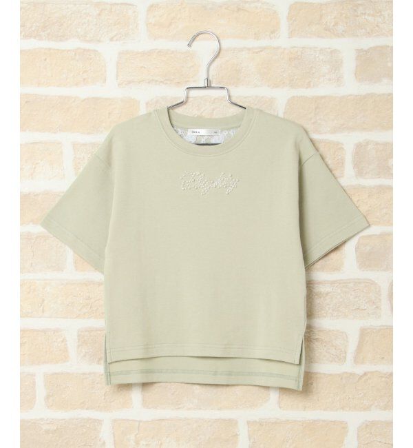 ikka kids「パールビジューロゴ前後差T」|Tシャツ・カットソー|