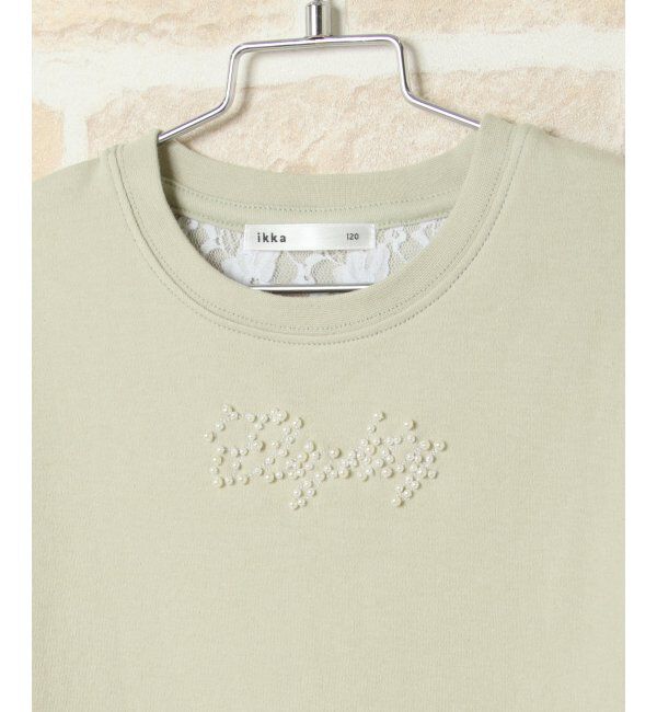ikka kids「パールビジューロゴ前後差T」|Tシャツ・カットソー|