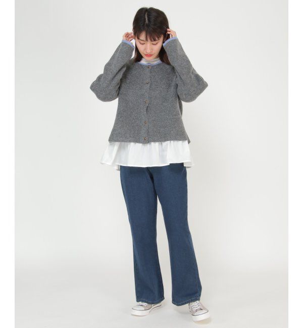 Lbc with Life「配色クルーショート丈カーディガン」|カーディガン|