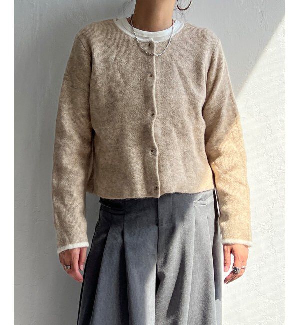 Lbc with Life「配色クルーショート丈カーディガン」|カーディガン|