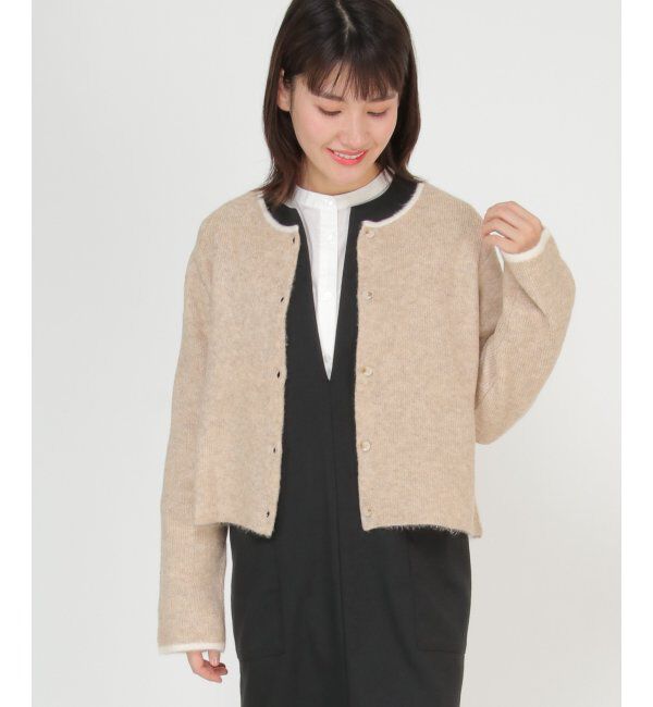 Lbc with Life「配色クルーショート丈カーディガン」|カーディガン|