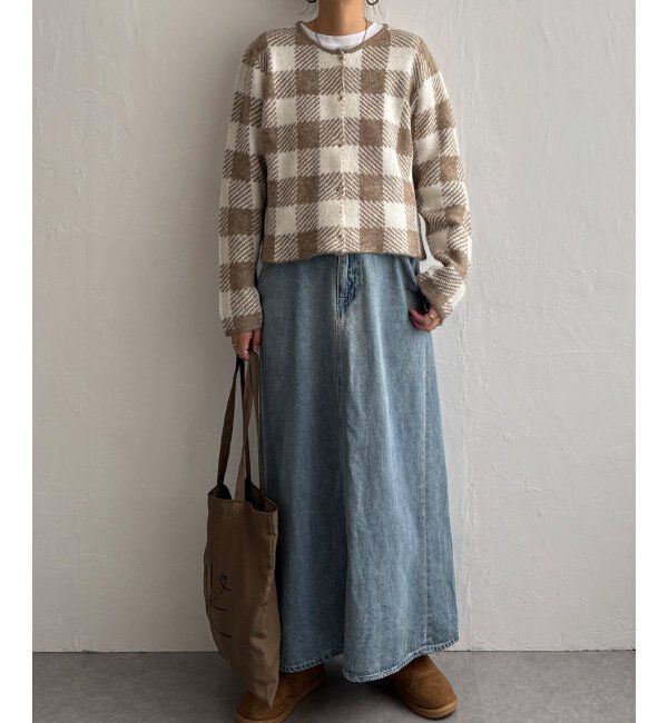 Lbc with Life「配色クルーショート丈カーディガン」|カーディガン|