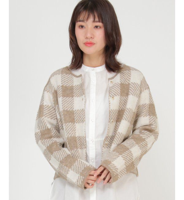 Lbc with Life「配色クルーショート丈カーディガン」|カーディガン|