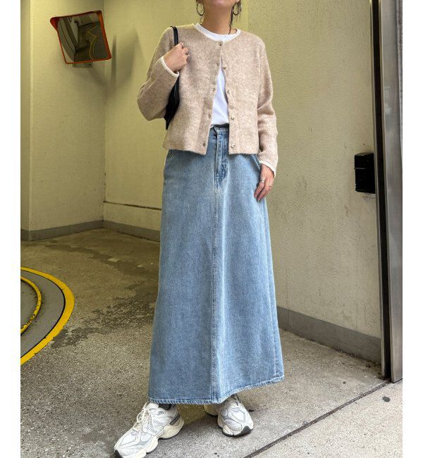 Lbc with Life「配色クルーショート丈カーディガン」|カーディガン|ベージュ