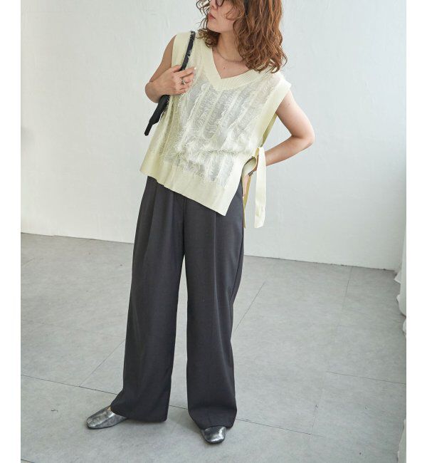 Lbc with Life「フリンジシアーサイドリボンベスト」|ニット・セーター|