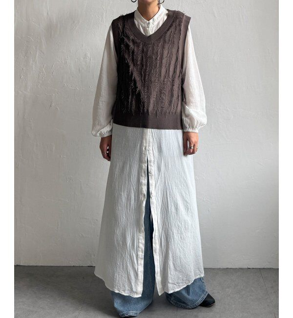 Lbc with Life「フリンジシアーサイドリボンベスト」|ニット・セーター|