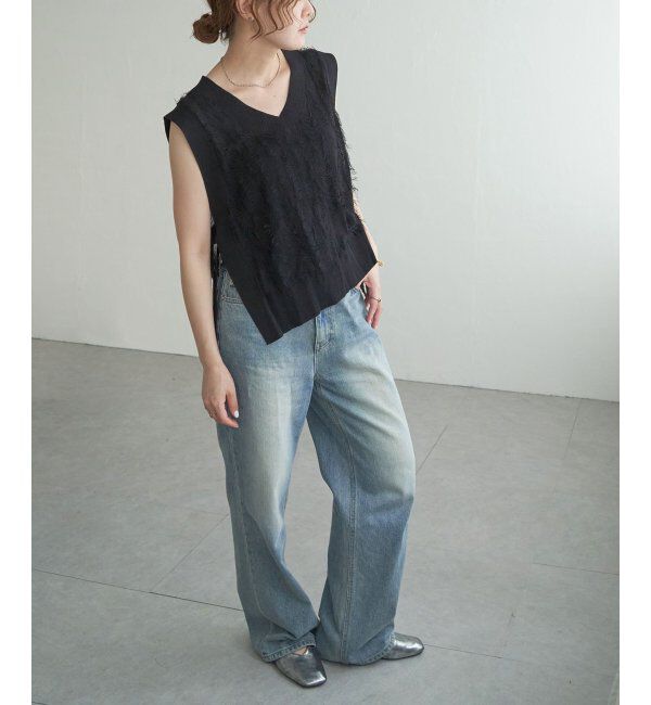 Lbc with Life「フリンジシアーサイドリボンベスト」|ニット・セーター|