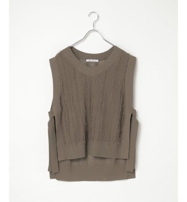 Lbc with Life「フリンジシアーサイドリボンベスト」|ニット・セーター|