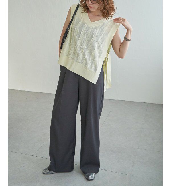 Lbc with Life「フリンジシアーサイドリボンベスト」|ニット・セーター|