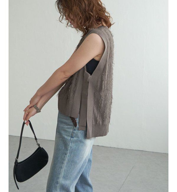 Lbc with Life「フリンジシアーサイドリボンベスト」|ニット・セーター|