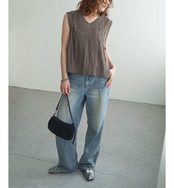 Lbc with Life「フリンジシアーサイドリボンベスト」|ニット・セーター|