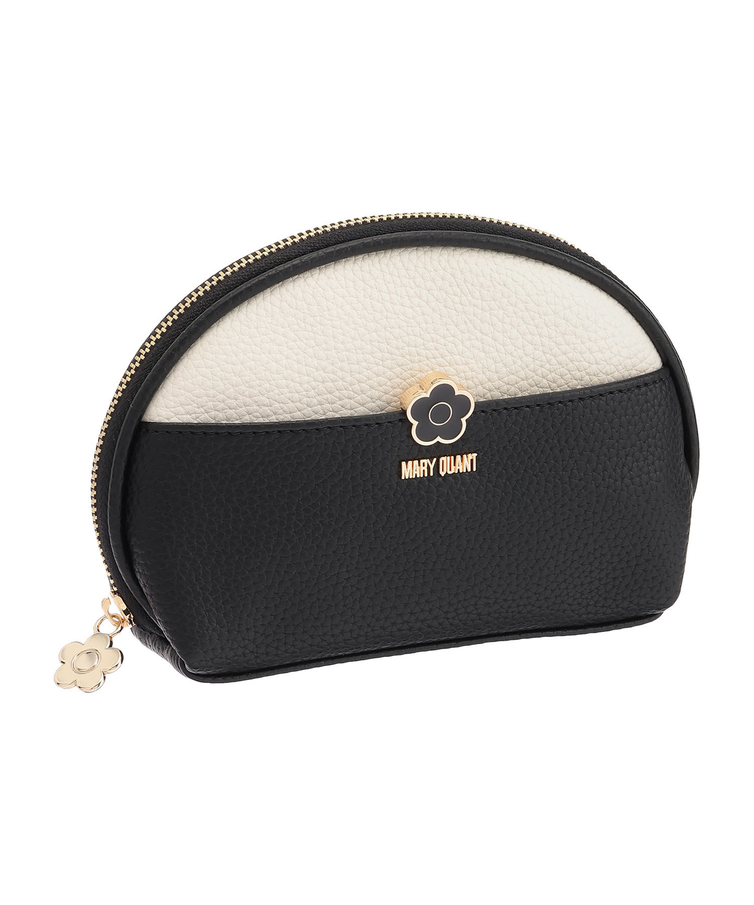 MARY QUANT「バイカラーエポデイジー ラウンドポーチ」|ポーチ|ブラック&times;ホワイト