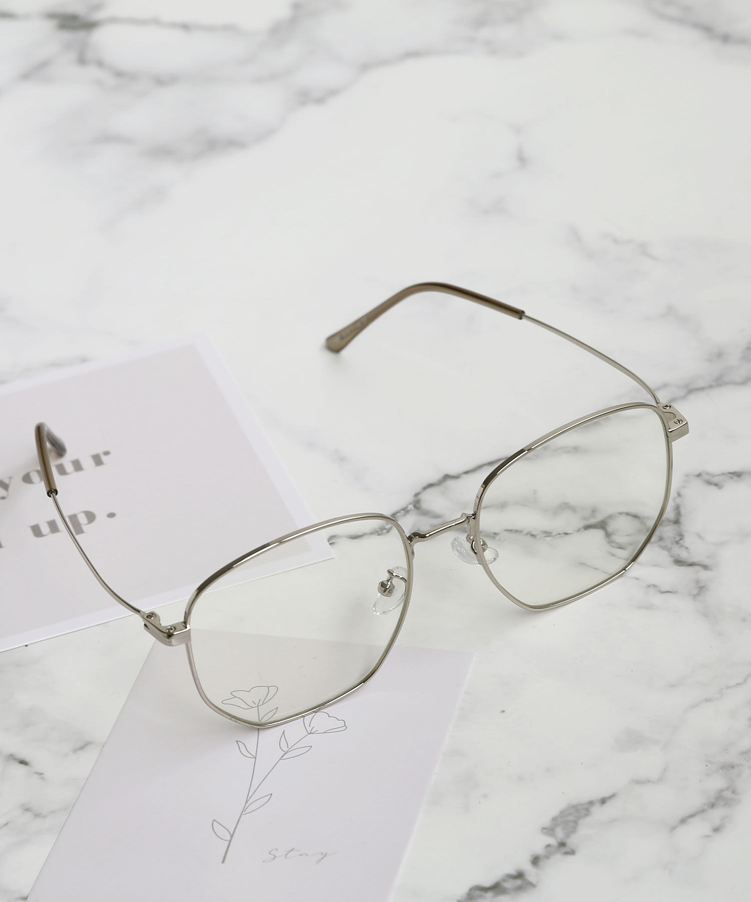 colleca la「メタルフレーム 大きめレンズめがね/伊達メガネ」|メガネ|シルバー