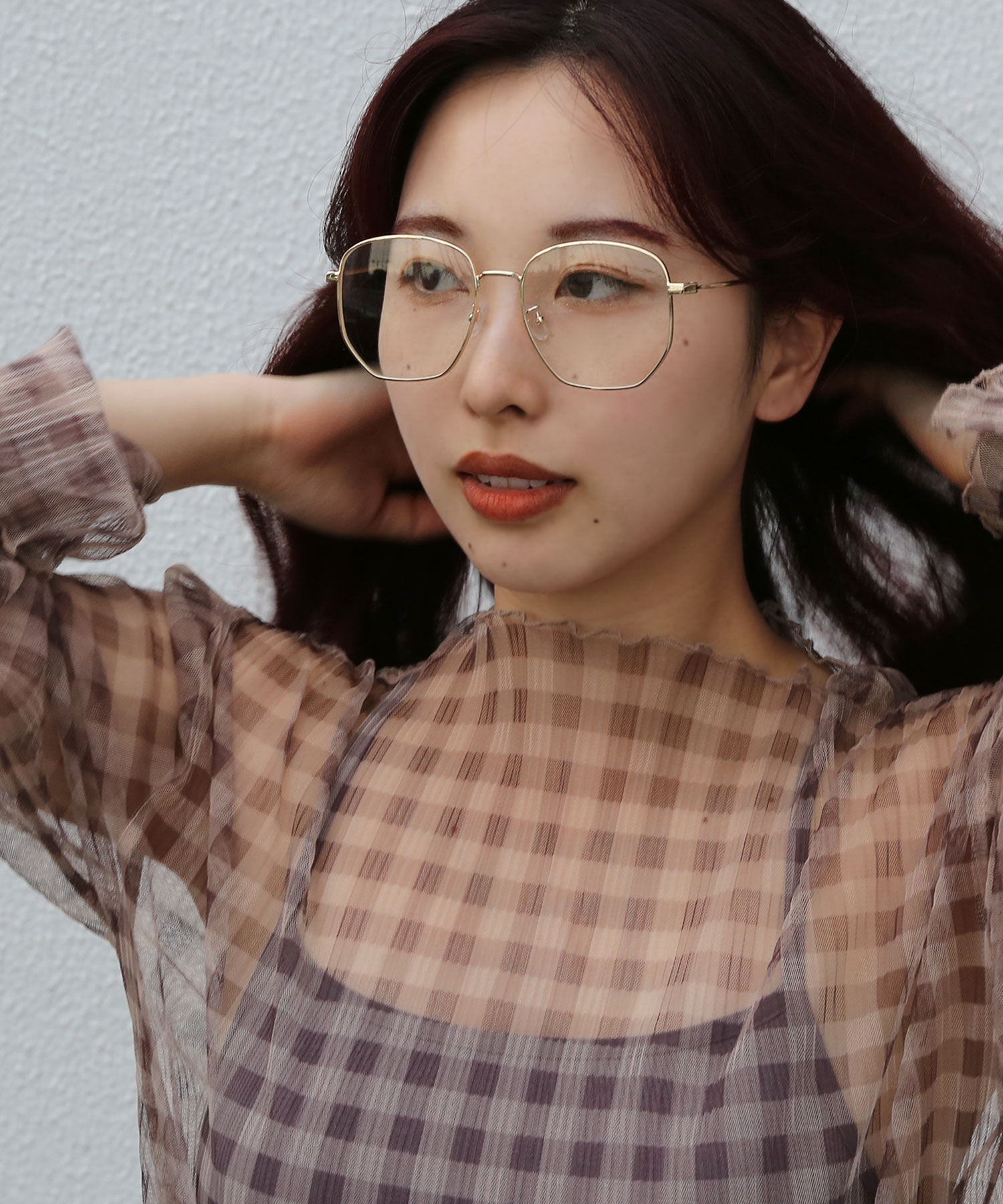 colleca la「メタルフレーム 大きめレンズめがね/伊達メガネ」|メガネ|