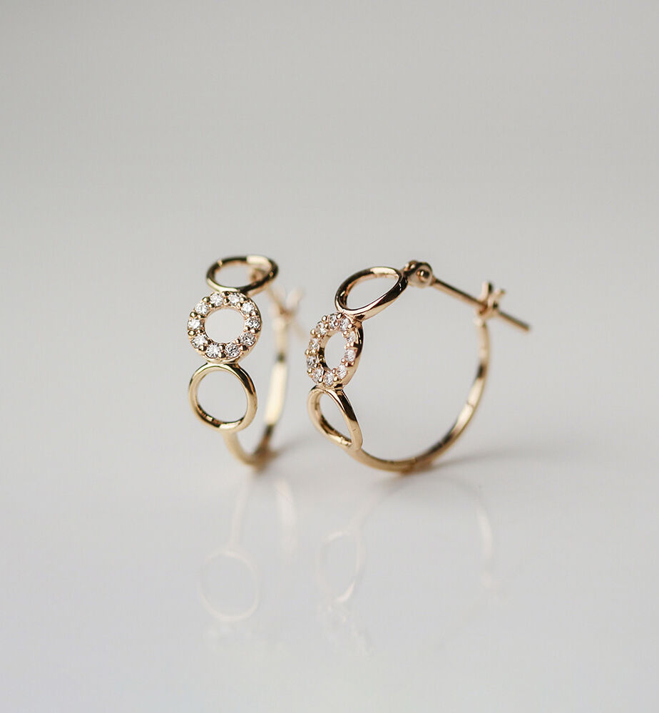  「ダイヤモンド スナップ フープ ピアス | K10YG 〈パピヨット〉」|ピアス|K10 イエローゴールド