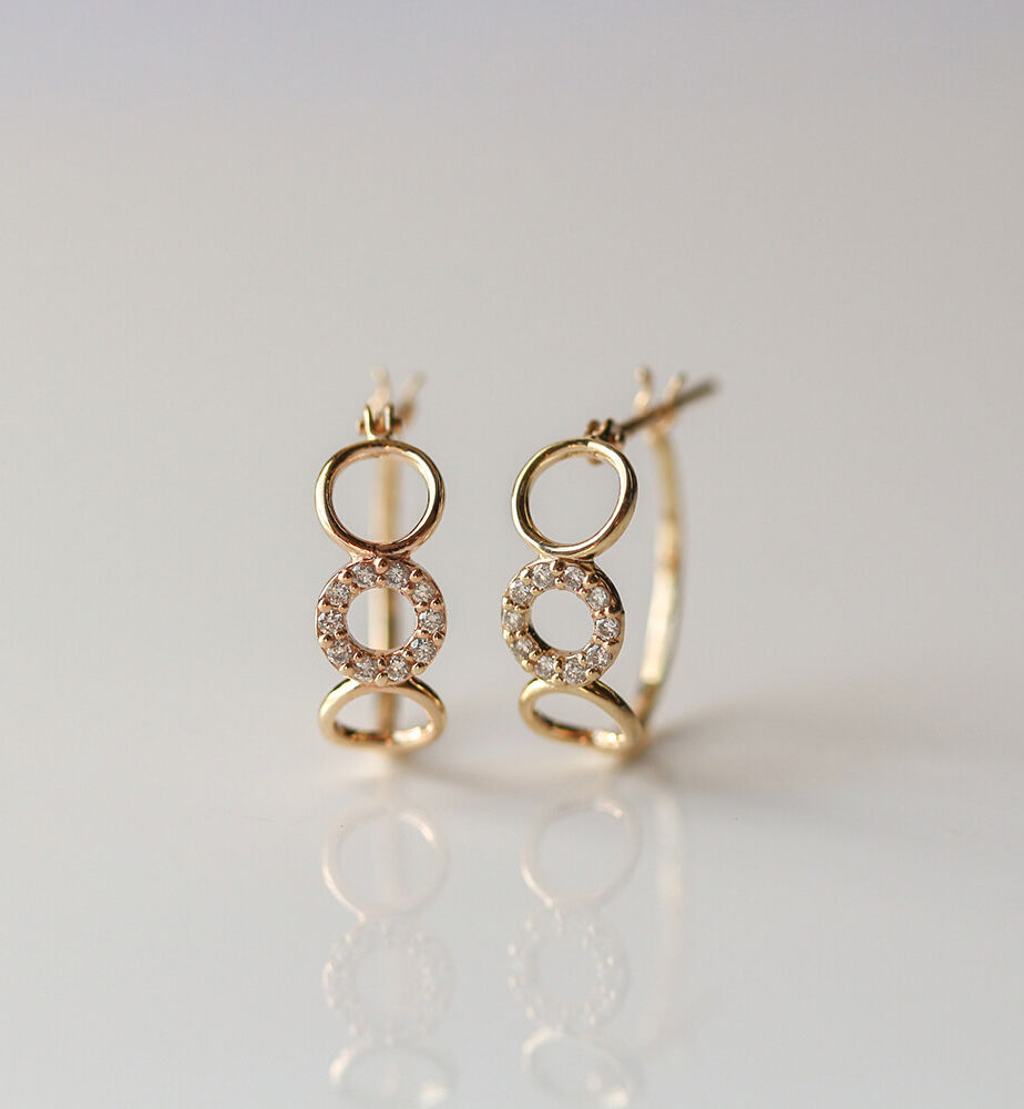  「ダイヤモンド スナップ フープ ピアス | K10YG 〈パピヨット〉」|ピアス|
