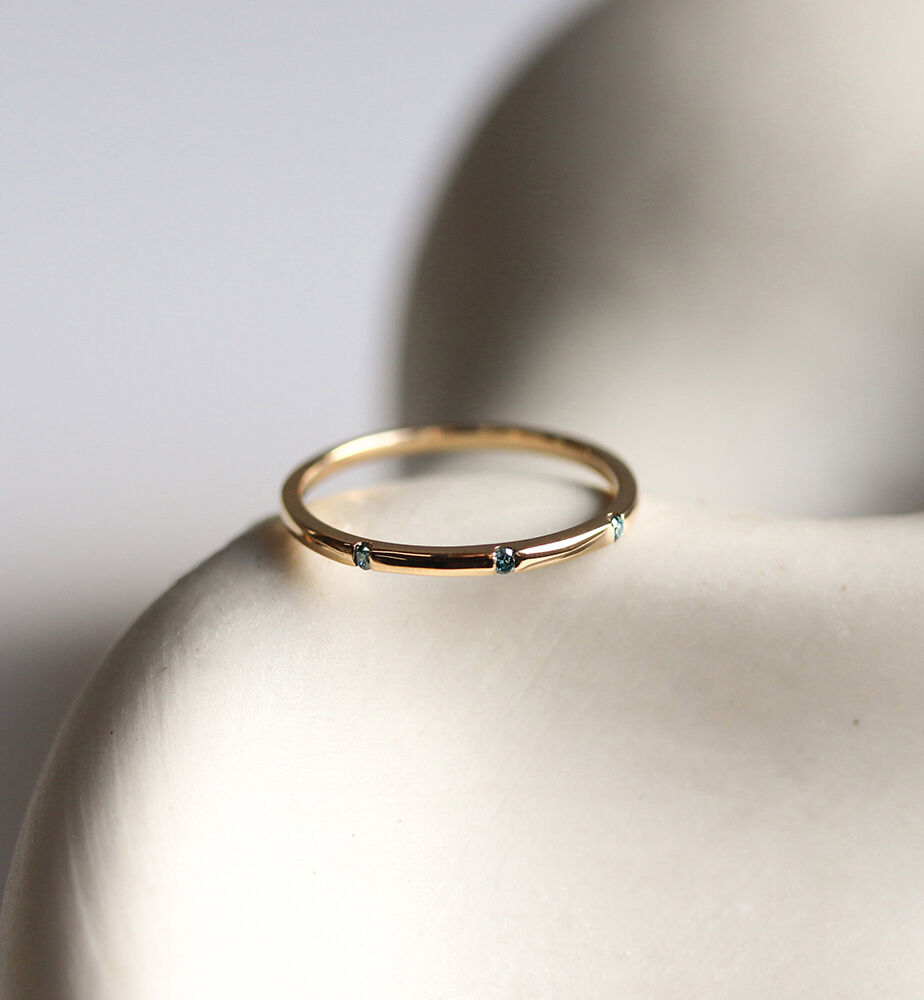  「ブルーダイヤモンド ３石 リング | K10YG」|リング|K10 イエローゴールド