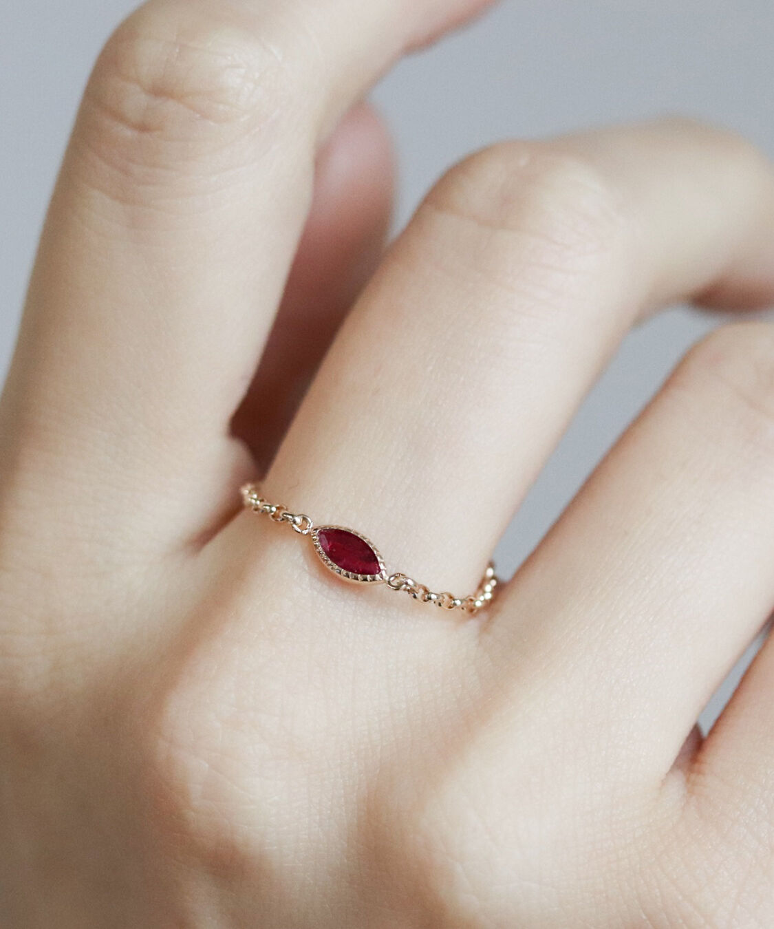  「ルビー  チェーンリング | K10YG〈Web限定〉」|リング|K10 イエローゴールド