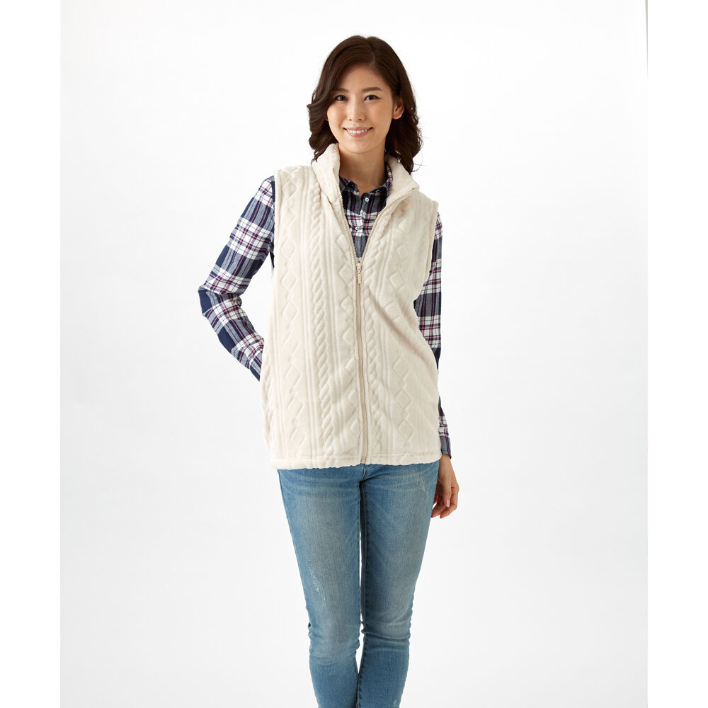BACKYARD FAMILY「あったか ベスト レディース 通販 ボアベスト 前開き 秋冬 裏起毛 背中 温め 部屋着 襟付き」|その他|ホワイト1