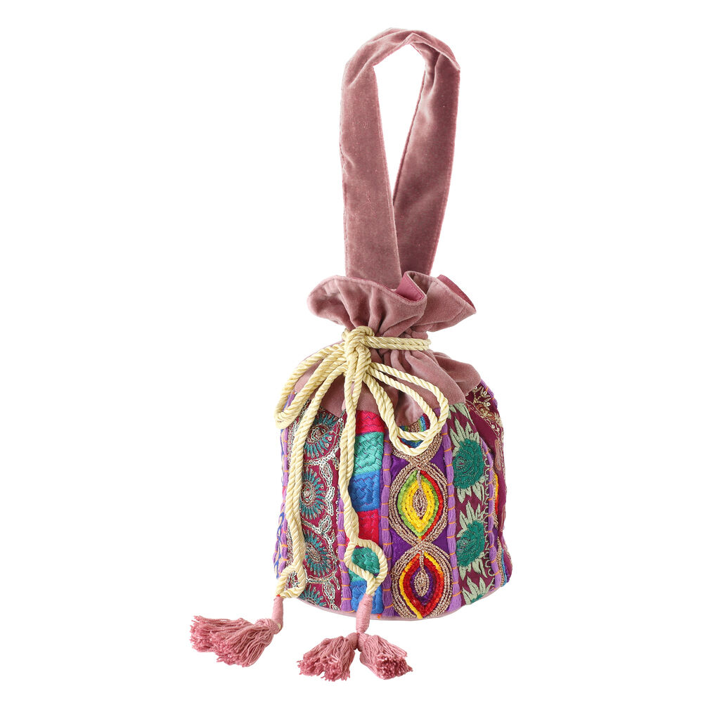 BACKYARD FAMILY「巾着バッグ 巾着袋 レディース カンバディアパッチ 通販 巾着バック 巾着 ポーチ バッグ バック」|ポーチ|パープル1