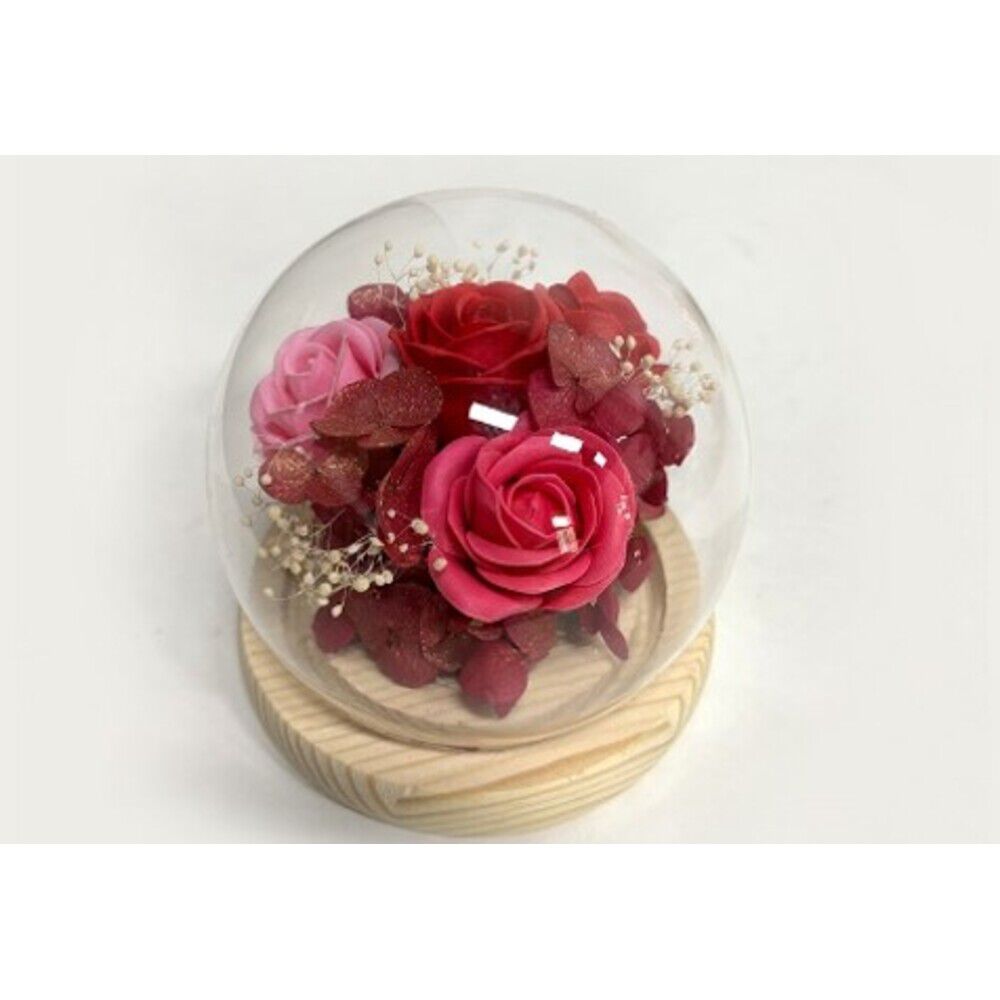 BACKYARD FAMILY「ブリザードフラワ- 通販 ガラスドーム フラワーギフト ガラス製 お花 花 フラワーアレンジメント」|その他|レッド1