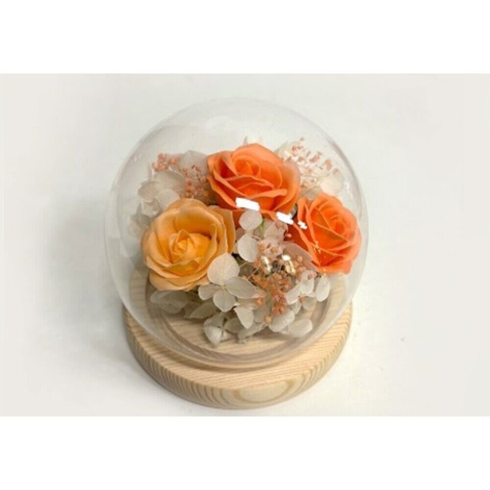 BACKYARD FAMILY「ブリザードフラワ- 通販 ガラスドーム フラワーギフト ガラス製 お花 花 フラワーアレンジメント」|その他|オレンジ1