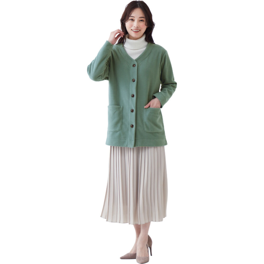 BACKYARD FAMILY「フリース カーディガン レディース 通販 フリースカーディガン フリースジャケット ジャケット」|その他|グリーン1