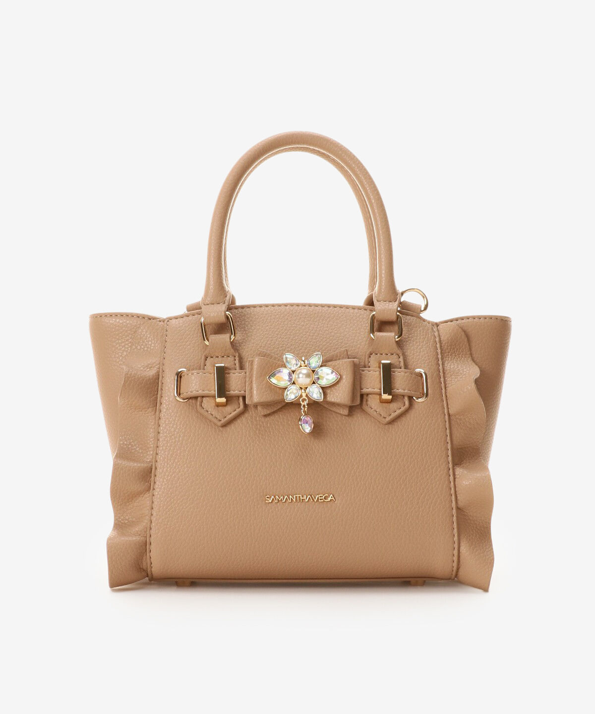Samantha Vega「ビジューリボンフラッター(ミニ)」|ショルダー・メッセンジャー|キャメル