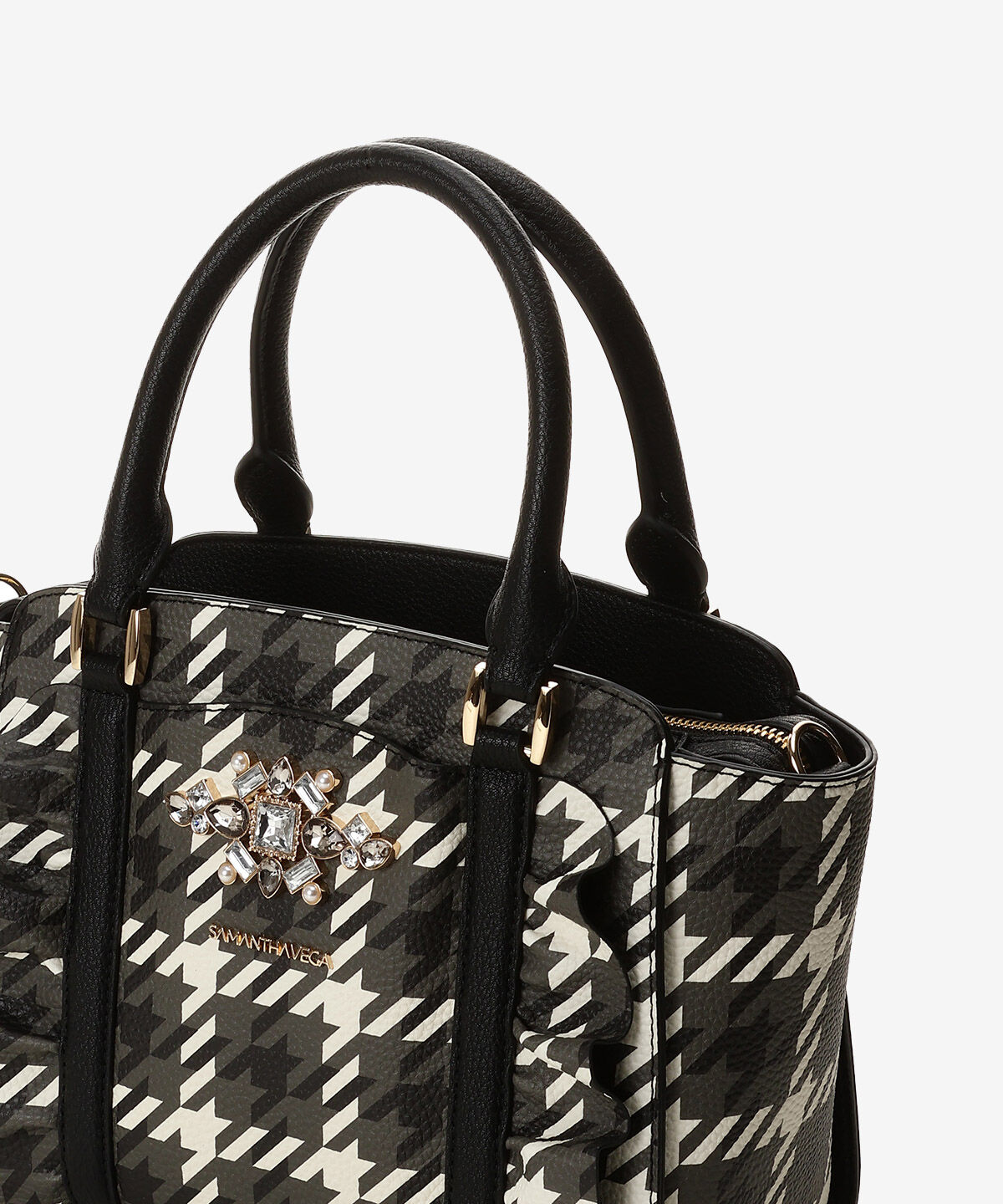 Samantha Vega「チェックビジューフリルハンドバッグ」|ハンドバッグ|