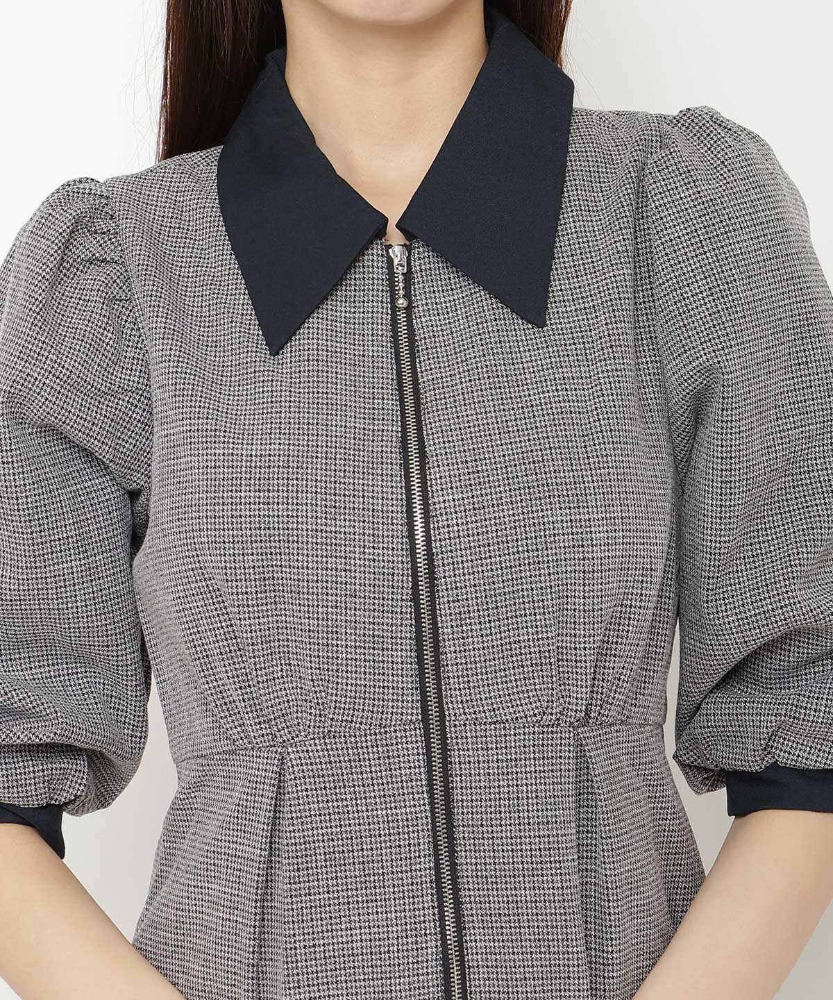 REDYAZEL「バイカラーフロントジップミニワンピース」|ワンピース|