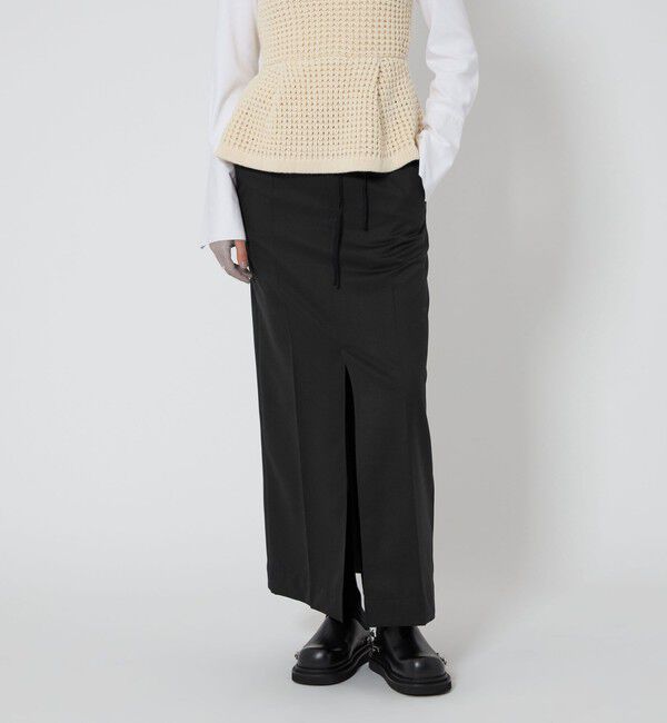 ASTRAET「＜ASTRAET＞ウエストドローコード スリット タイトスカート」|タイト|BLACK