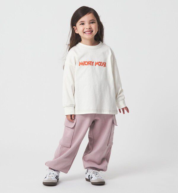 UNITED ARROWS green label relaxing「裏毛 ワイドカーゴパンツ（ライトピンク）/ キッズ  100cm-160cm」|チノ|