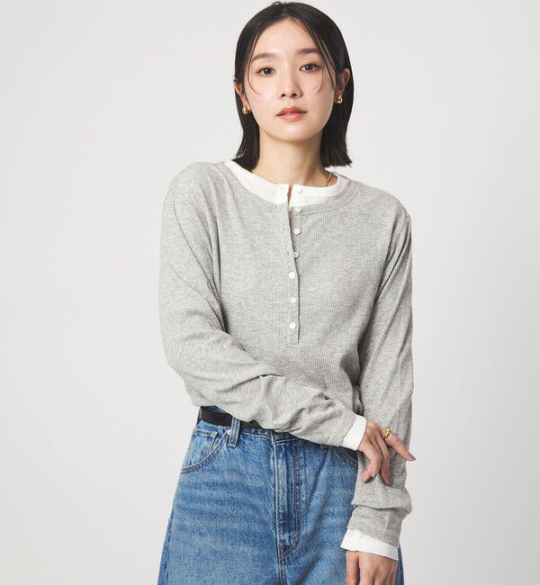 UNITED ARROWS green label relaxing「【WEB限定】＜at ease＞シアーテレコ ヘンリーネック カットソー」|Tシャツ・カットソー|LT.GRAY