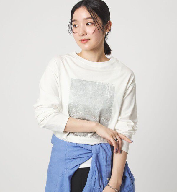UNITED ARROWS green label relaxing「【WEB限定】＜at ease＞メタリックプリント ロングスリーブ カットソー」|Tシャツ・カットソー|WHITE