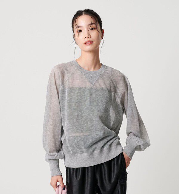 BEAUTY&YOUTH UNITED ARROWS「【WEB限定】シアーニットプルオーバー ウォッシャブル」|ニット・セーター|MD.GRAY